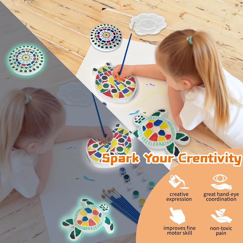 EggSun 8Pcs Stepping Stones Painting Crafts Kit for Kids 4 8 6, DIY Garden Stones Outdoor Paint Your Own Ceramic Unicorn Arts and Crafts for Boys Girls Ages 4 7 9 10 12 Birthday Gifts - Image 5